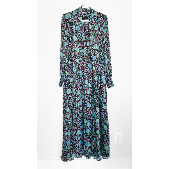 ME+EM Metallic Floral Maxi Dress in Size 12 US Green Shadow Bloom Print $400 - Picture 2 of 7